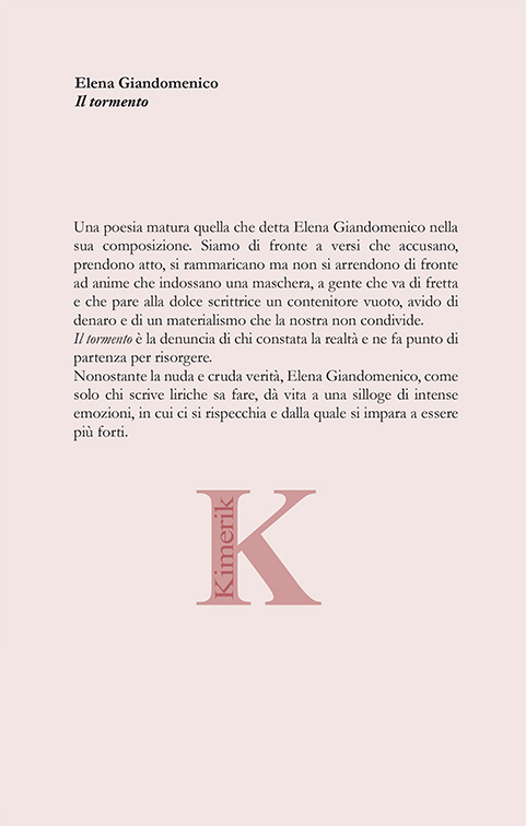 Quarta di copertina di Il tormento